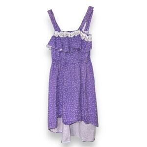 Custom Made Girls High Low Cotton Sundress with Lace EUC